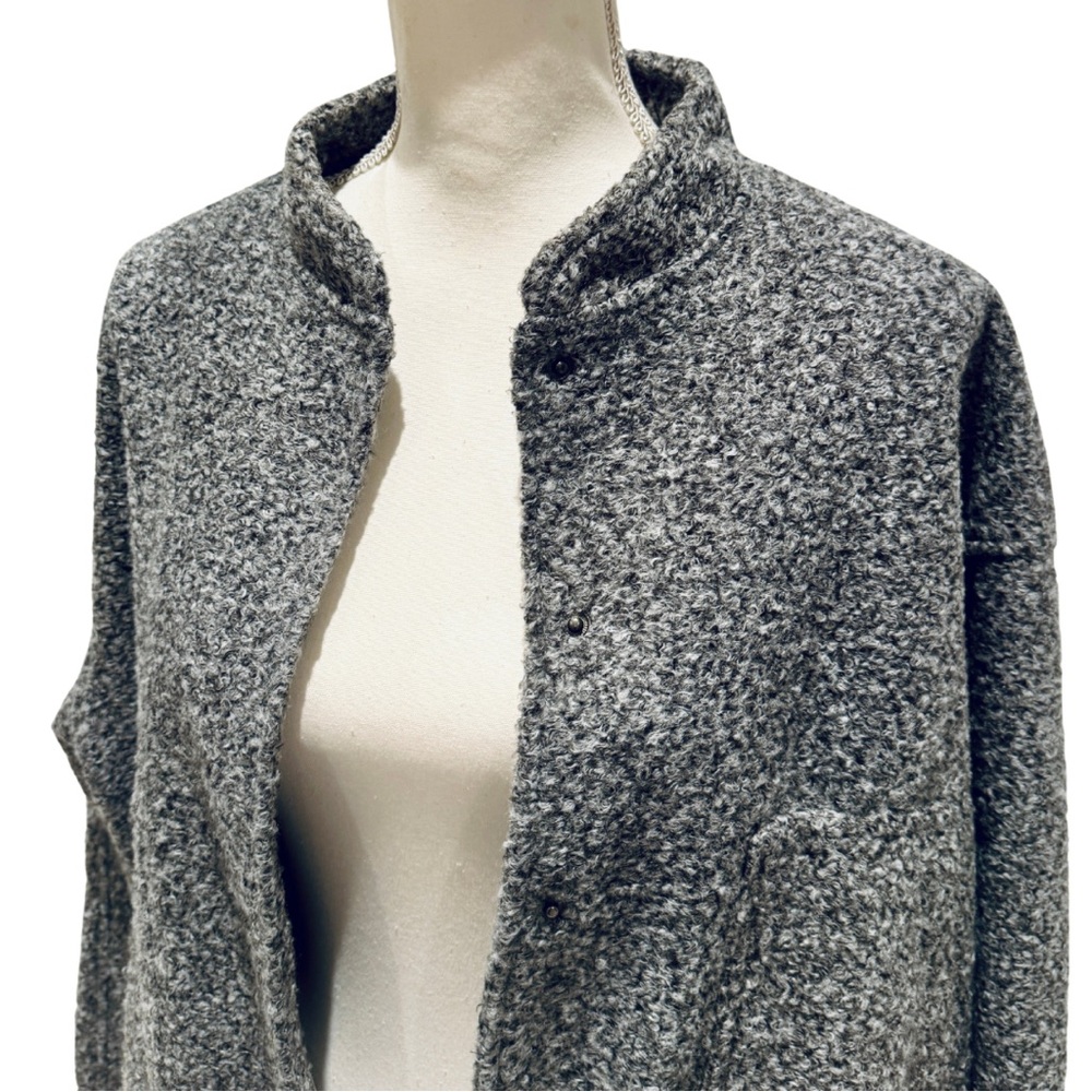 NWOT Women’s Oversized Bomber Jacket | Dark Gray Button Down + Pockets (L) - Picture 10 of 14